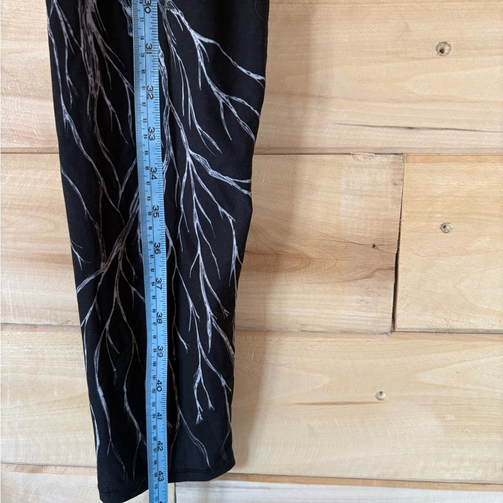 Stylish Black Leggings with White Branch Design